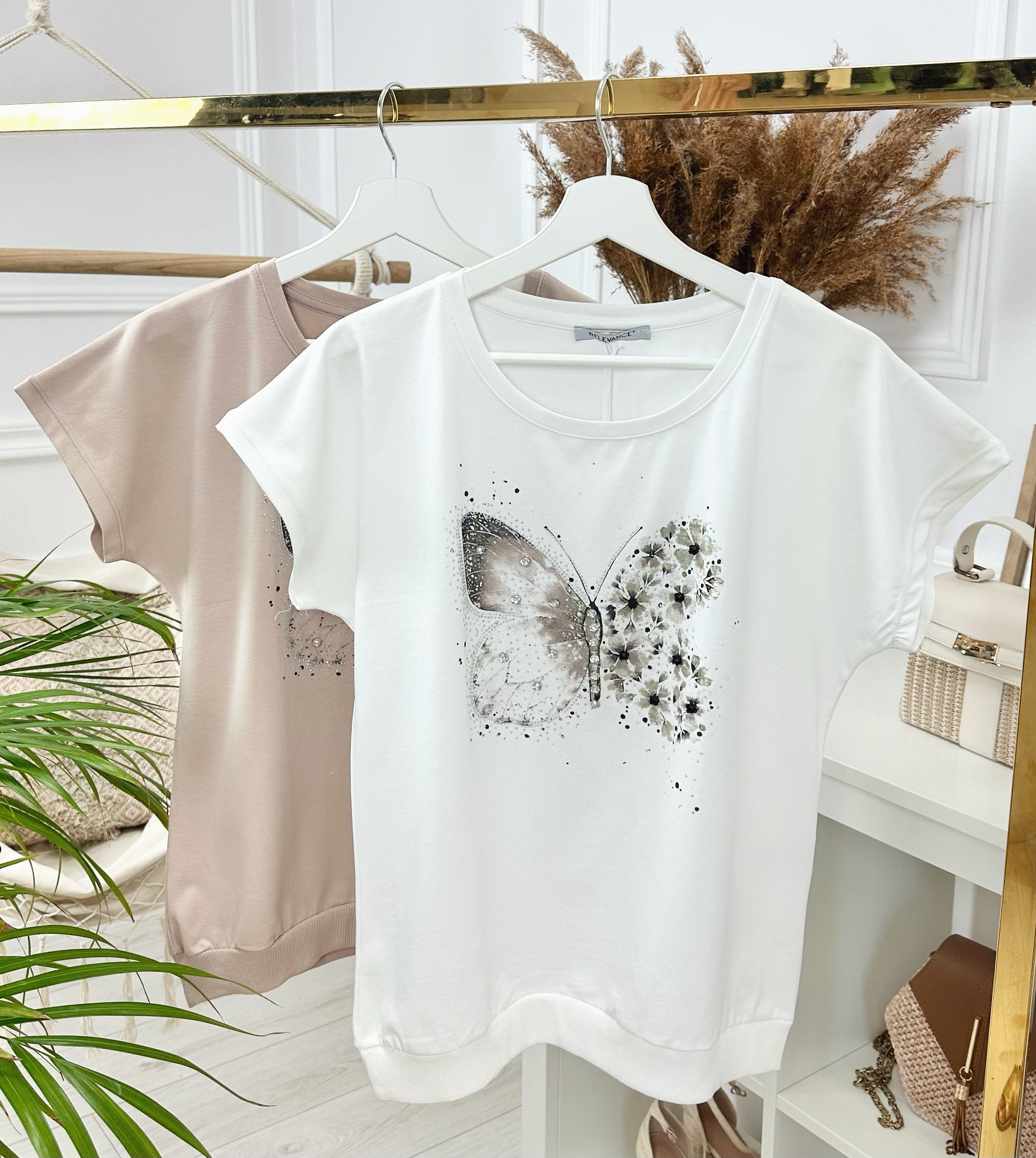 T-shirt Golden Butterfly – beżowy