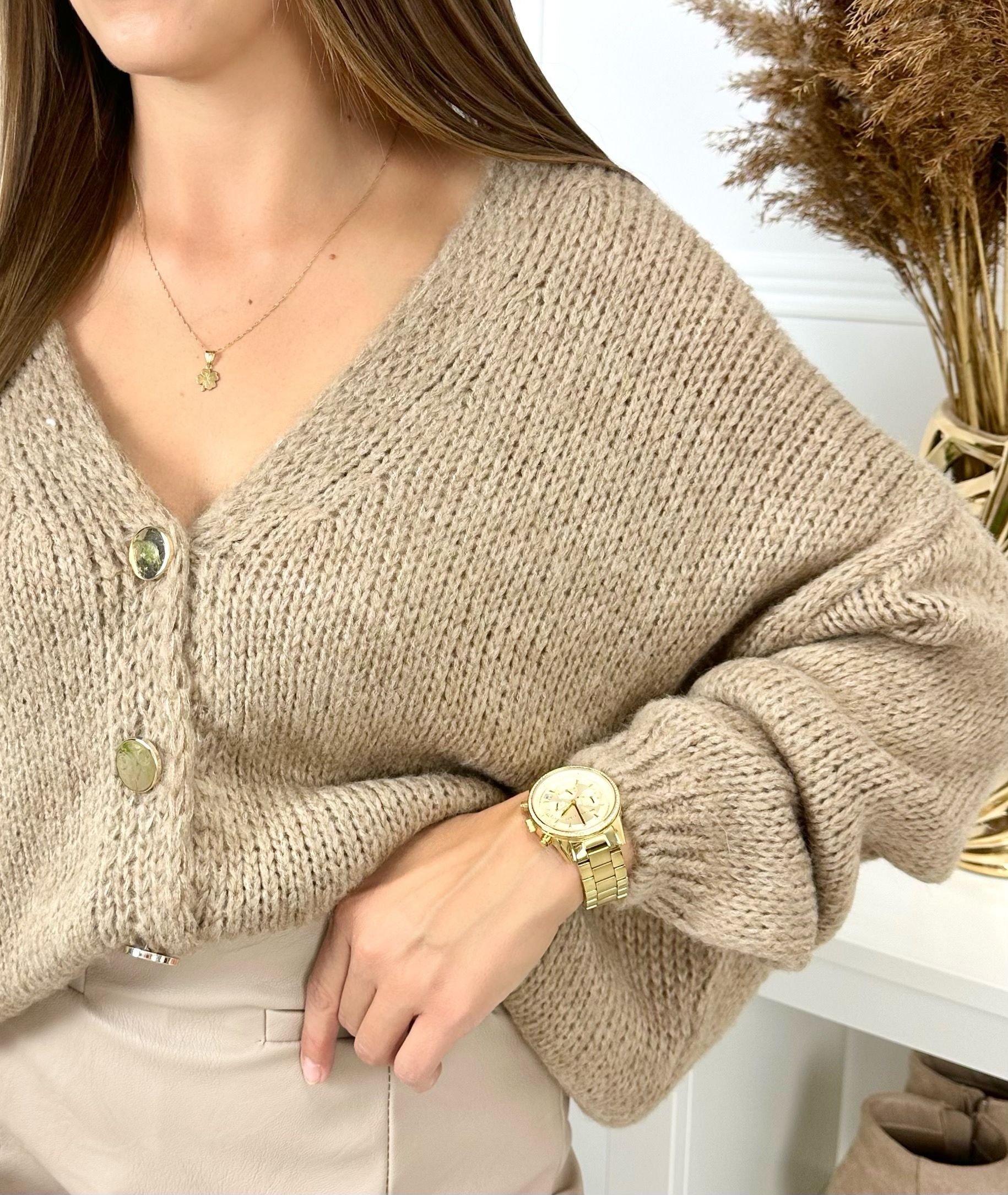 Sweterek Gold Buttons Malios – mokka